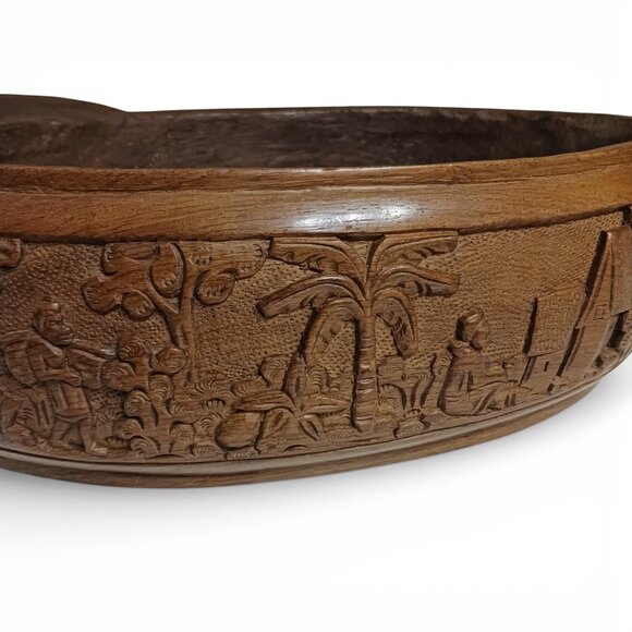 Vintage Madagascar Carved Wood Dish Tribal Handcrafted Decorative Art Piece - Picture 12 of 16